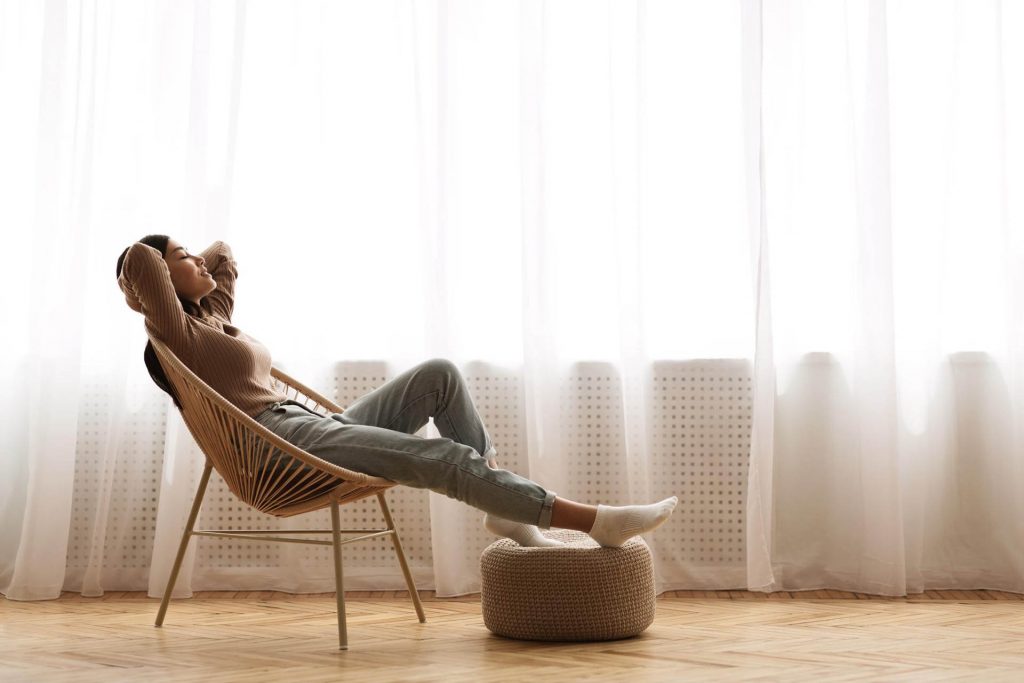Relaxing with a Warm room because we have a new heating system