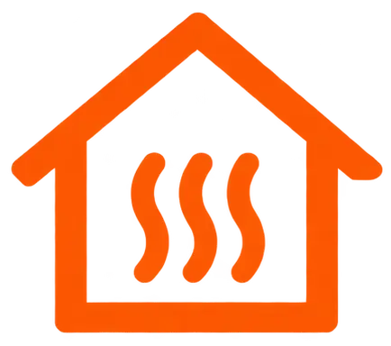 House showing a graphic depicting heating in a house from a heat pump installation